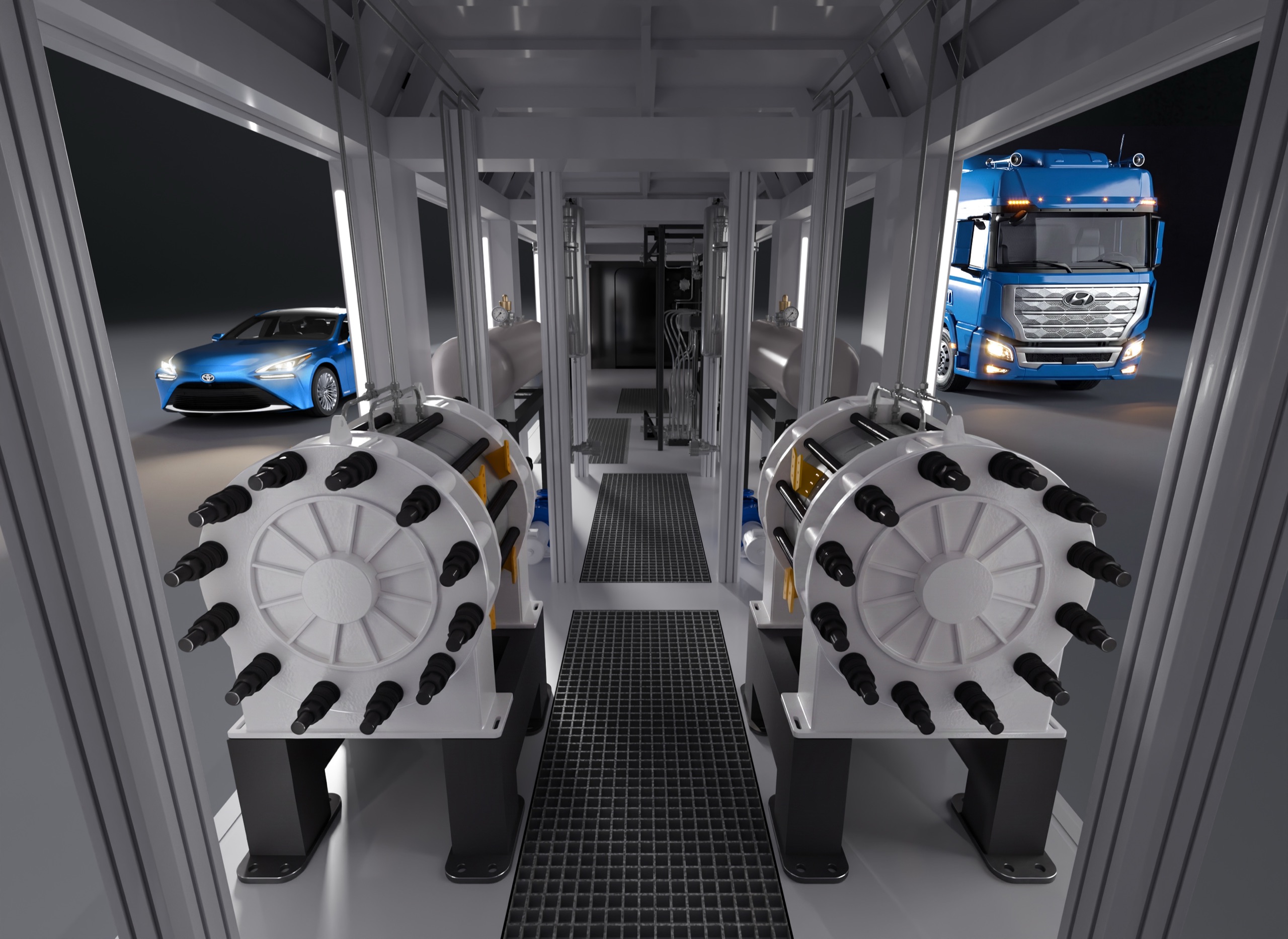 Rendering of the inside of a HubStarter hydrogen system